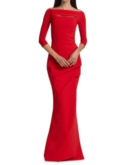 Kate Slit-Detail Boatneck Gown -Cheap Clothing Store 0400000145051 PASSION A1