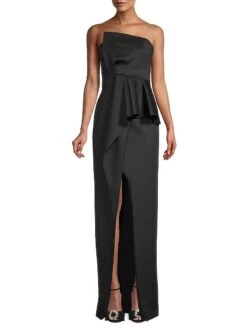 Jonas Asymmetrical Draped Gown -Cheap Clothing Store 0400010399960 BLACK A1