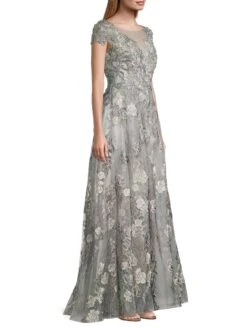 Cap-Sleeve Floral A-Line Gown -Cheap Clothing Store 0400014340246 SEAMIST A2