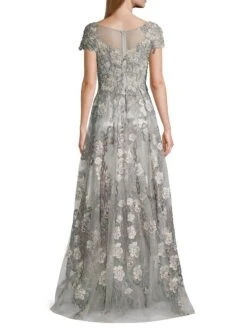 Cap-Sleeve Floral A-Line Gown -Cheap Clothing Store 0400014340246 SEAMIST A3