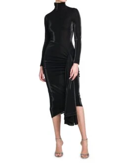 Giorgio Armani Draped Jersey Dress -Cheap Clothing Store 0400014595792 NERO A1