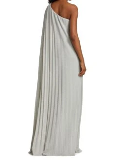 Halston Priya One-Shoulder Draped Gown -Cheap Clothing Store 0400014775845 SILVER A3