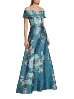 Floral Off-The-Shoulder Gown 12 Floral Off-The-Shoulder Gown -Cheap Clothing Store 0400014823882 PEACOCKGOLD A2