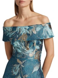 Floral Off-The-Shoulder Gown 14 Floral Off-The-Shoulder Gown -Cheap Clothing Store 0400014823882 PEACOCKGOLD A5