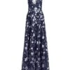 Embroidered Mesh Gown -Cheap Clothing Store 0400014906503 NAVYSILVER