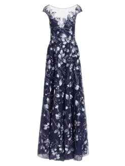 Embroidered Mesh Gown