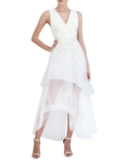 BCBGMAXAZRIA Embroidered Gown -Cheap Clothing Store 0400015972358 OFFWHITE A1