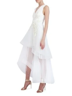BCBGMAXAZRIA Embroidered Gown -Cheap Clothing Store 0400015972358 OFFWHITE A2
