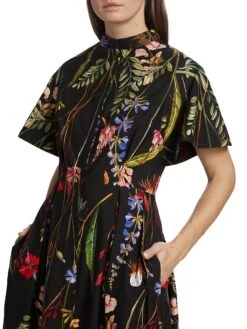 Cotton Shirtdress -Cheap Clothing Store 0400016286318 BLACKMULTI A5