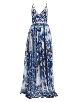 Dolce & Gabbana Blu Mediterraneo Sleeveless Painterly Maxi Dress