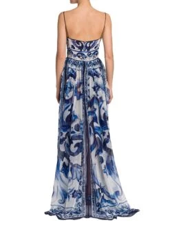 Dolce & Gabbana Blu Mediterraneo Sleeveless Painterly Maxi Dress -Cheap Clothing Store 0400016449851 TRISMAIOLICHE A3
