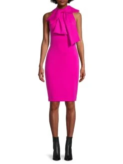 Von Bow-Neck Sheath Dress -Cheap Clothing Store 0400016489380 VIBRANTPINK A1
