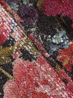 Cesarima Floral Sequined Cocktail Dress -Cheap Clothing Store 0400016570076 GLOWINGPEONIESBLACK A6