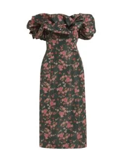 Polly Floral Ikat Off-The-Shoulder Gown