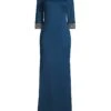 Embellished Three-Quarter-Sleeve Gown -Cheap Clothing Store 0400016700980 NAVY