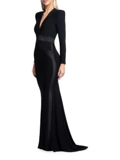 Battle Lines The Heiress V-Neck Gown -Cheap Clothing Store 0400017099933 BLACK A2