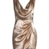 Sharon Cowlneck Satin Dress -Cheap Clothing Store 0400017438871 METALLICBEIGE