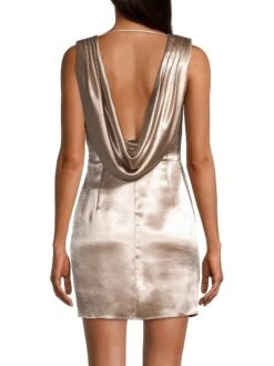Sharon Cowlneck Satin Dress 12 Sharon Cowlneck Satin Dress -Cheap Clothing Store 0400017438871 METALLICBEIGE A3