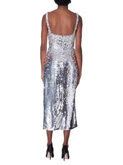 Carolina Herrera Embellished Side-Slit Midi-Dress -Cheap Clothing Store 0400017488815 SILVER A2