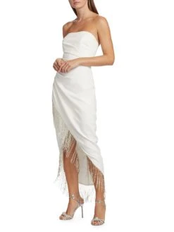 Marchesa Notte Strapless Asymmetric Bead-Trim Dress 11 Marchesa Notte Strapless Asymmetric Bead-Trim Dress -Cheap Clothing Store 0400017553279 IVORY A1