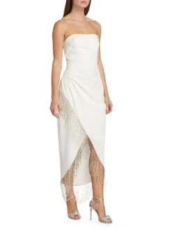 Marchesa Notte Strapless Asymmetric Bead-Trim Dress 12 Marchesa Notte Strapless Asymmetric Bead-Trim Dress -Cheap Clothing Store 0400017553279 IVORY A2