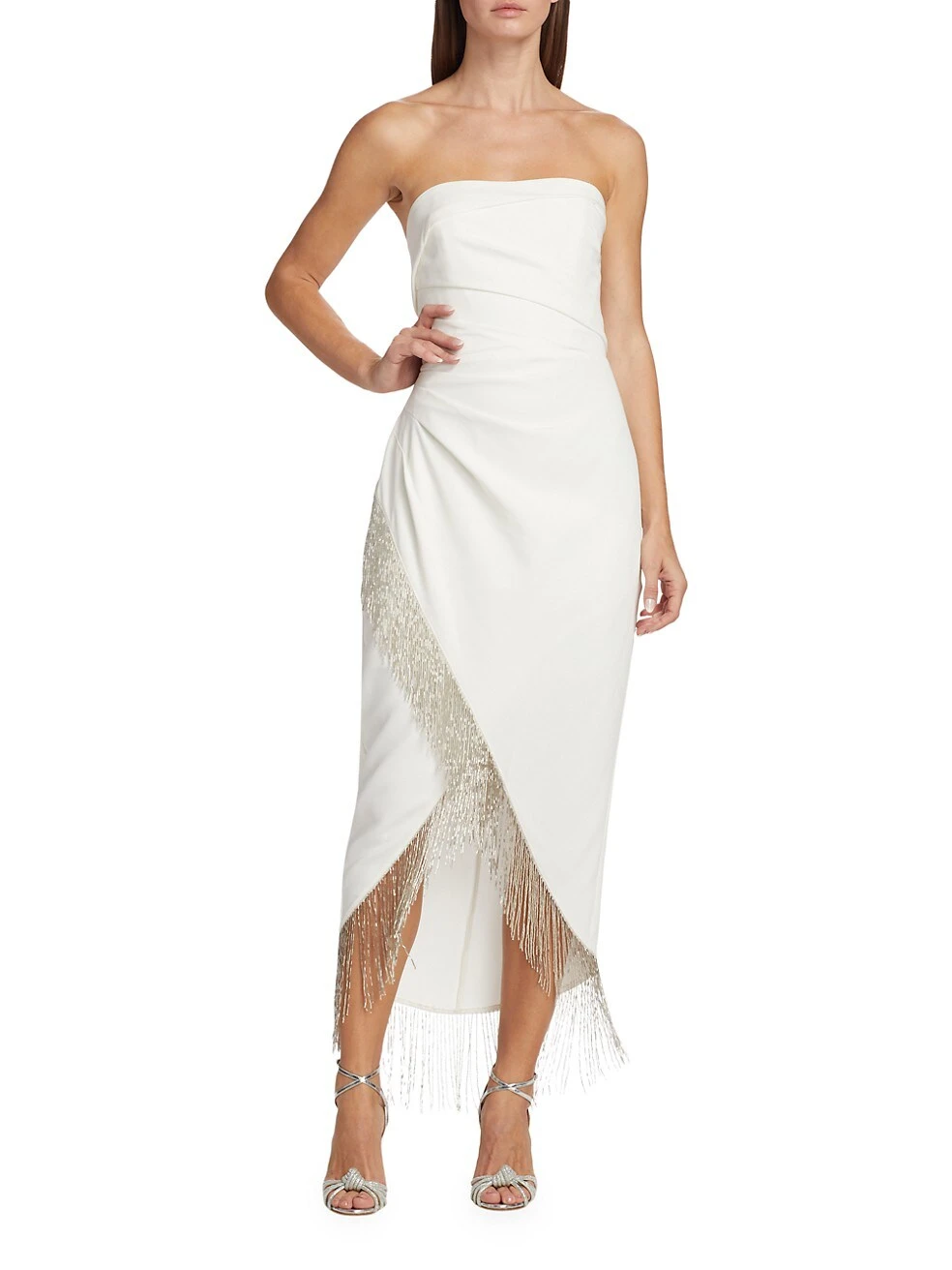 Marchesa Notte Strapless Asymmetric Bead-Trim Dress 4 Marchesa Notte Strapless Asymmetric Bead-Trim Dress - Image 2