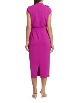 Badgley Mischka Mock Turtleneck Applique Midi-Dress -Cheap Clothing Store 0400017577444 FUCHSIA A3