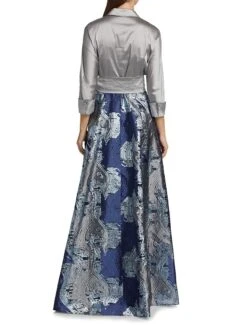 Shirtwaist Abstract Print Gown -Cheap Clothing Store 0400017613647 SILVERMULTI A3