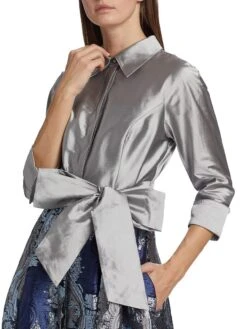 Shirtwaist Abstract Print Gown -Cheap Clothing Store 0400017613647 SILVERMULTI A5