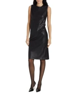 Spanx Faux Leather Sheath Dress -Cheap Clothing Store 0400017642718 LUXEBLACK A2