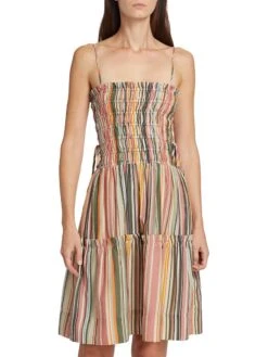 Campbell Silk-Cotton Striped Dress 11 Campbell Silk-Cotton Striped Dress -Cheap Clothing Store 0400017711135 FLUSHPINK A1