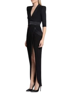 Signature Eye Of Horus Asymmetric Gown -Cheap Clothing Store 0400017721715 BLACK A2