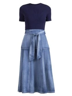 Ashton Mix Media Midi-Dress