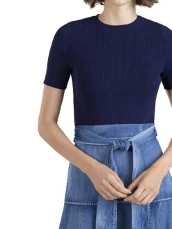 Ashton Mix Media Midi-Dress -Cheap Clothing Store 0400017803936 NAVYDENIM A3