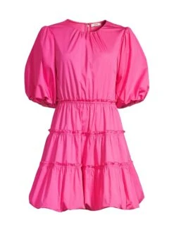 Balloon-Sleeve Cotton Poplin Minidress