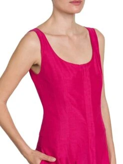 Alberta Ferretti Scoopneck Pleated Midi-Dress -Cheap Clothing Store 0400018084925 FUCSIA A5