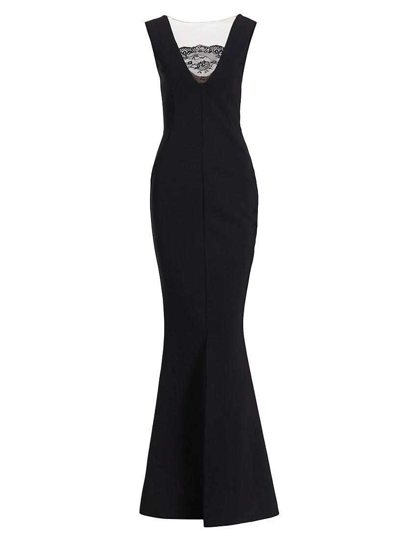 Sada Lace-Trimmed Illusion Gown 3 Sada Lace-Trimmed Illusion Gown