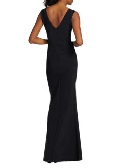 Sada Lace-Trimmed Illusion Gown 13 Sada Lace-Trimmed Illusion Gown -Cheap Clothing Store 0400018088476 BLACK A3