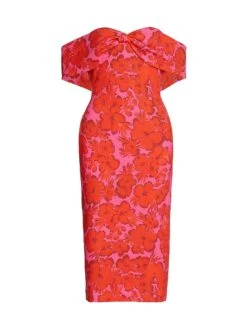 Badgley Mischka Twisted Off-The-Shoulder Dress