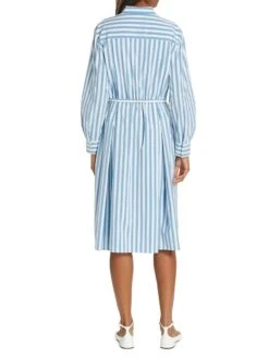 Belted Striped Shirtdress -Cheap Clothing Store 0400018259738 BLUEWHITE A3