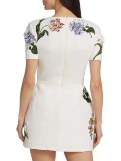 Oscar De La Renta Crystal Floral-Embroidered Minidress -Cheap Clothing Store 0400018283706 IVORYMULTI A3