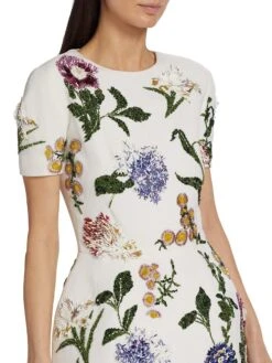 Oscar De La Renta Crystal Floral-Embroidered Minidress -Cheap Clothing Store 0400018283706 IVORYMULTI A5