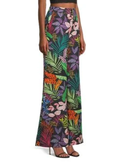 120% Lino Jungle-Print Linen Wide-Leg Pants -Cheap Clothing Store 0400018291887 MULTI A2