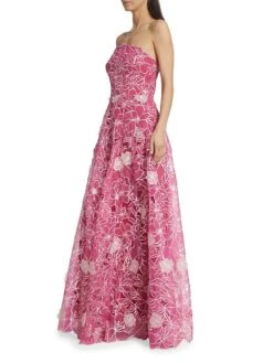 Marchesa Notte Embroidered Organza Gown -Cheap Clothing Store 0400018377249 FUCHSIA A2