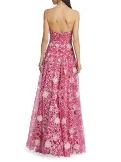 Marchesa Notte Embroidered Organza Gown -Cheap Clothing Store 0400018377249 FUCHSIA A3