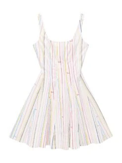Staud Wells Cotton Striped Logo Minidress