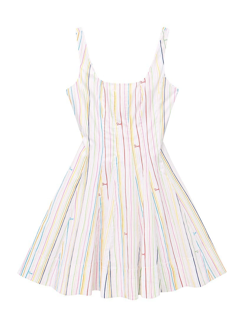 Staud Wells Cotton Striped Logo Minidress 3 Staud Wells Cotton Striped Logo Minidress