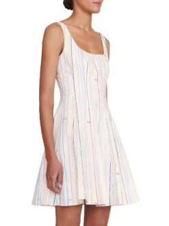 Staud Wells Cotton Striped Logo Minidress 11 Staud Wells Cotton Striped Logo Minidress -Cheap Clothing Store 0400018387395 MULTISTRIPE A2