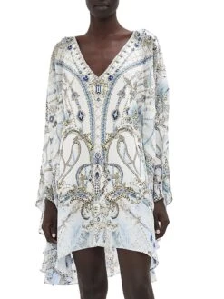 Camilla Moon And Back Asymmetric Silk Caftan