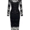 L'Artiste Embellished Midi-Dress -Cheap Clothing Store 0400018423371 BLACK